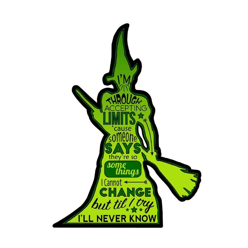 Coloring Broadway Wicked"Defying Gravity" Sticker Collection - Set of 4 Coloring Broadway Stickers Inspired by Wicked, die-Cut, Bubble Free Vinyl. (3" x 3" - Set of 4) - Image 3